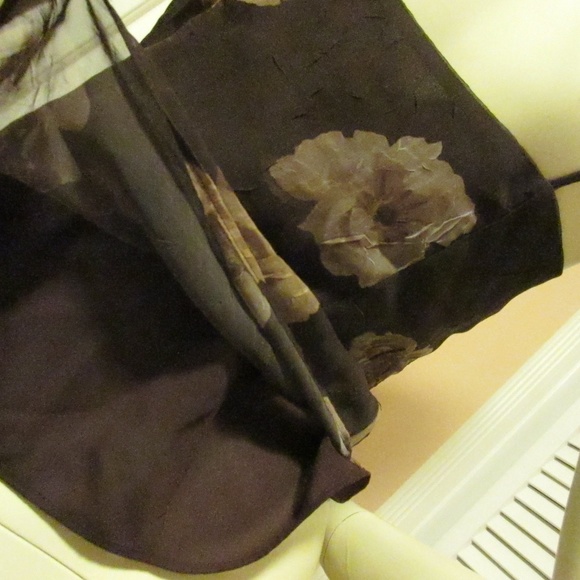 Y2K Vintage 90s Womens V-Neck Floral Top 6 P Made USA Spaghetti Cami Dark Brown - Picture 8 of 8